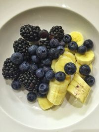 Close-up of served fruit in plate