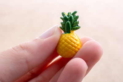 Close-up of hand holding fruit