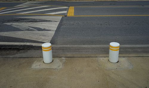 High angle view of yellow light on road