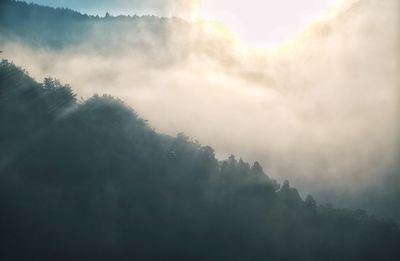 Low angle view of silhouette mountain against sky