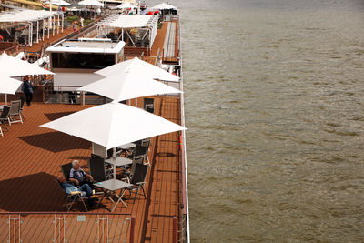 High angle view of people at beach