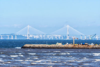 Bangameori beach and the view of incheon daegyo bridge in daebudo, south korea