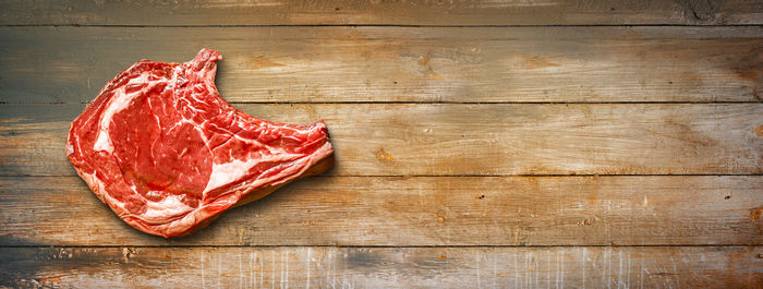 High angle view of bread on cutting board