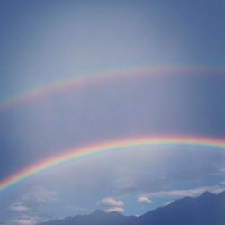 Scenic view of rainbow against sky