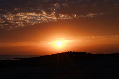 Scenic view of dramatic sky during sunset