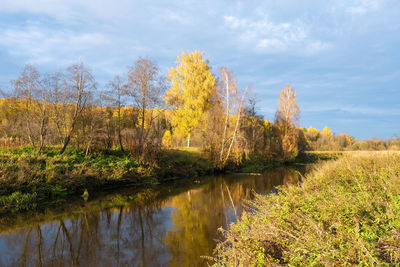 Scenic view of lake against sky