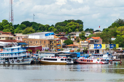 Colourful little town on the banks of the amazon river, pará state, brazil