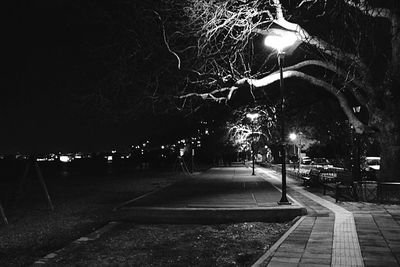 Illuminated street light at night