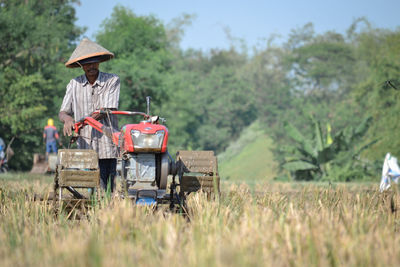 Farmer working on agricultural field