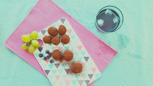 High angle view of food on table