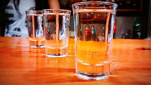 Close-up of beer in glass
