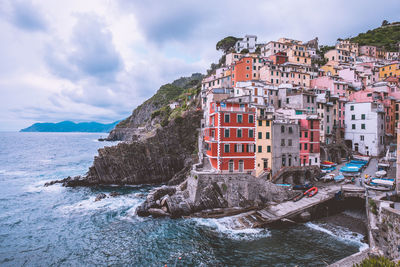 Fishing village in italy on the edge of the sea.