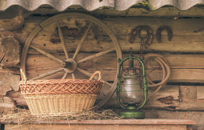 Old fashioned hanging against wall