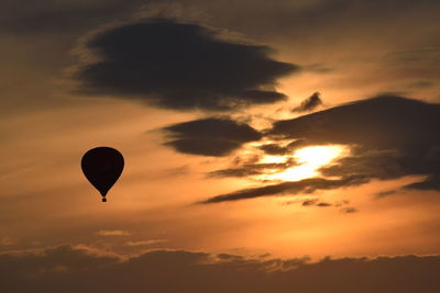 Low angle view of hot air balloon against sky