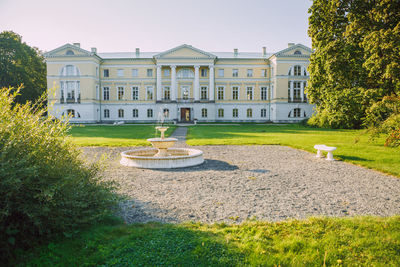 View of fountain in garden