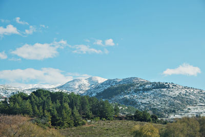 Scenic view of mountains against sky