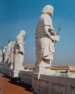 Low angle view of statue against sky