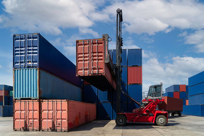 Containers inside the warehouse. container in export and import business and logistics.