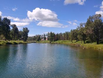 Scenic view of lake against sky