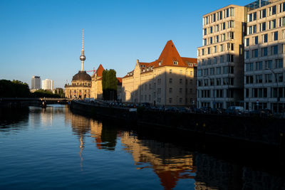 Reflection of buildings in city