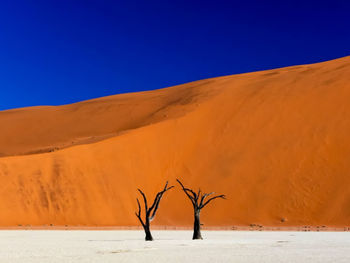 Scenic view of desert against clear sky