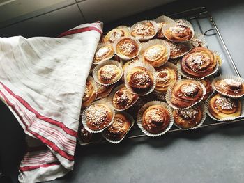 High angle view of dessert