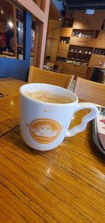 High angle view of coffee on table