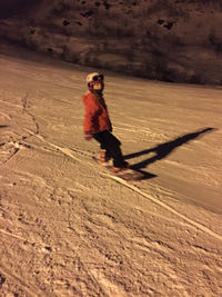 High angle view of man on sand at beach