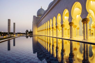 Sunset seen through arch window