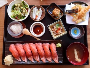 Directly above shot of food on table