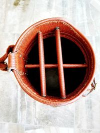 High angle view of red wine on table
