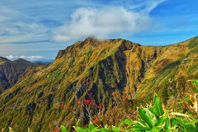 Scenic view of mountains against sky