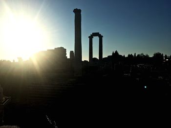 Silhouette buildings against sky during sunset