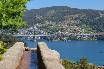 Bridge over river against sky