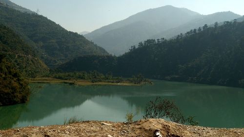 Scenic view of lake and mountains