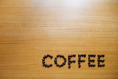 High angle view of coffee on table