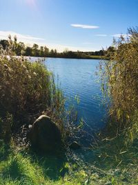 Scenic view of lake against sky