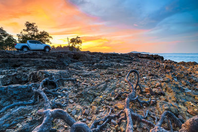 Scenic view of sea against sky during sunset