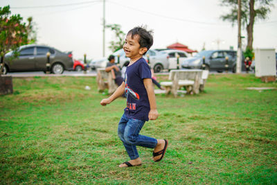 Kids playing at playground at park