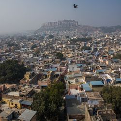 High angle view of townscape against sky