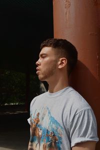 Young man looking away