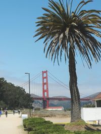 Suspension bridge against sky