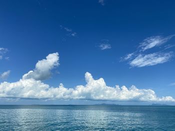 Scenic view of sea against blue sky