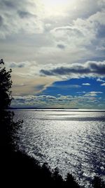 Scenic view of sea against dramatic sky