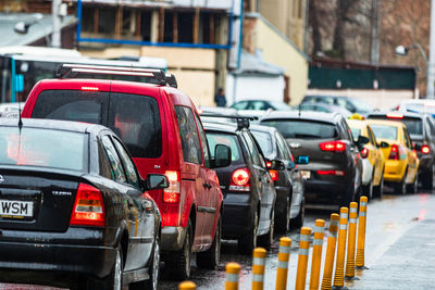 Traffic on road in city