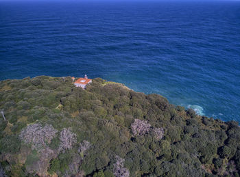 High angle view of rocks on beach