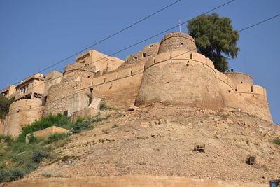 Low angle view of built structure against clear sky