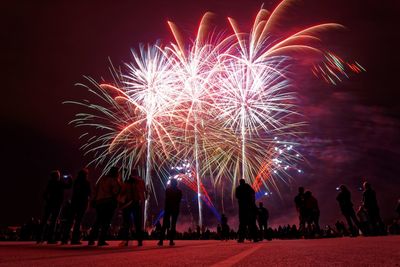 Firework display at night