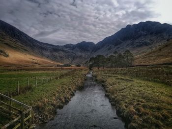 Scenic view of mountains against sky