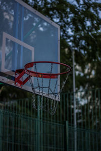 Low angle view of basketball hoop